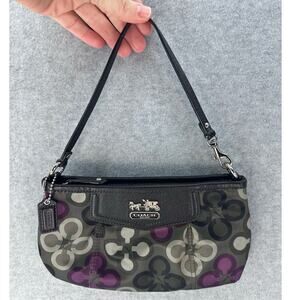 Coach Y2K Wristlet Clutch Small Purse Madison Clover Print Purple Grey & Black
